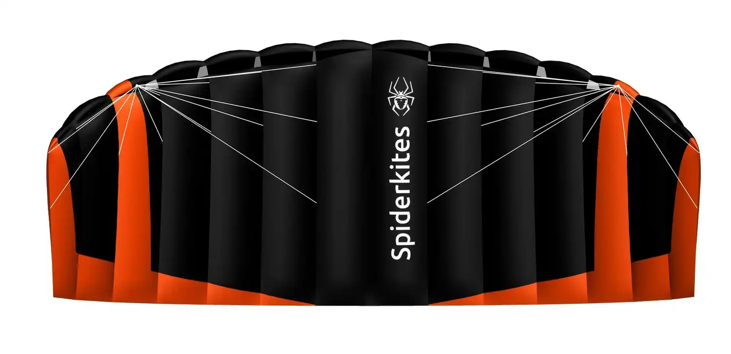 Spiderkites Amigo 2.05 DC Zweileiner-Lenkdrachen (Lenkmatte/Parafoil/Trainerkite/2-Leiner) rtf (flugfertig) 205 cm x 69 cm neonorange